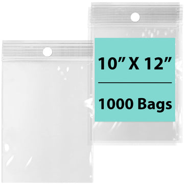 LDPE Reclosable Poly Bags with hang hole 10X12 inches 1000 Bags
